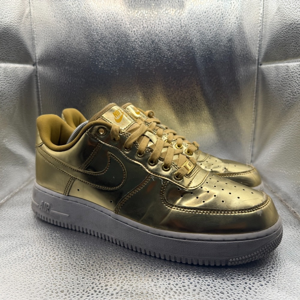 Size 11 Nike Air Force 1 SP Liquid Metal-Gold Womens Athletic‎ Shoes CQ6566-700